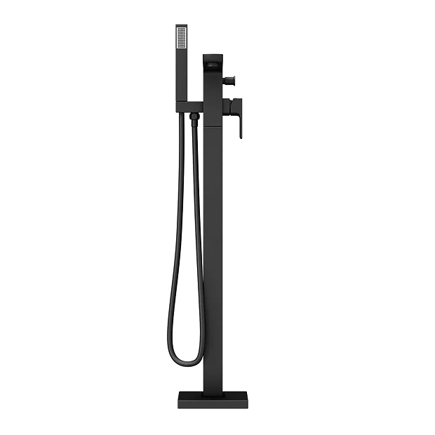 Toreno Modern Matt Black Floor Mounted Free-standing Bath Shower Mixer 6 Toreno Modern Matt Black Floor Mounted Free-standing Bath Shower Mixer - Image 4