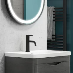 Toreno Matt Black Round Basin Mono Mixer Tap -Toreno Bathroom tmbbt d1