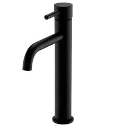 Toreno Matt Black Round High Rise Mono Basin Mixer Tap -Toreno Bathroom tmbhr detail1