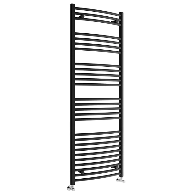 Toreno Black W600 X H1600mm Heated Towel Rail - Curved 3 Toreno Black W600 X H1600mm Heated Towel Rail - Curved