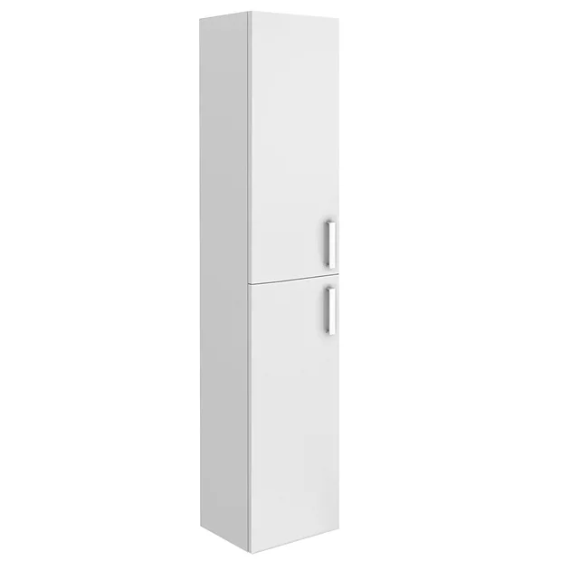 Toreno Wall Hung 2 Door Tall Storage Cabinet - High Gloss White 3 Toreno Wall Hung 2 Door Tall Storage Cabinet - High Gloss White
