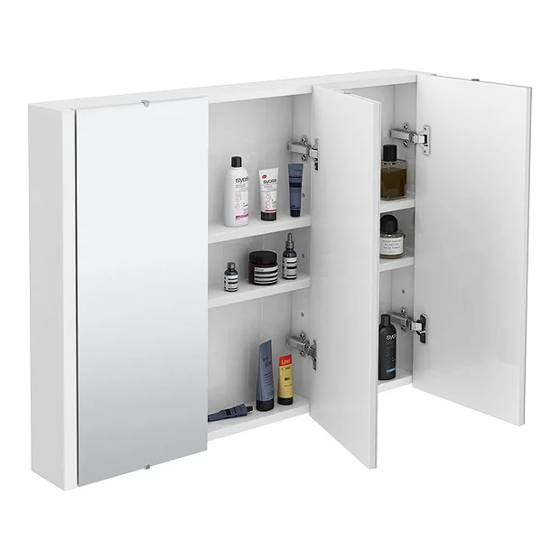 Toreno 3-Door Mirror Cabinet (Minimalist White - 900mm Wide) 5 Toreno 3-Door Mirror Cabinet (Minimalist White - 900mm Wide) - Image 3