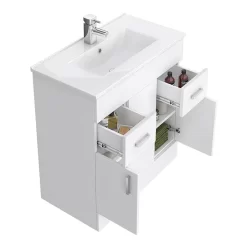 Toreno Vanity Sink With Cabinet - 800mm Modern High Gloss White -Toreno Bathroom turinvanitysinkwithcabinet800mmd4